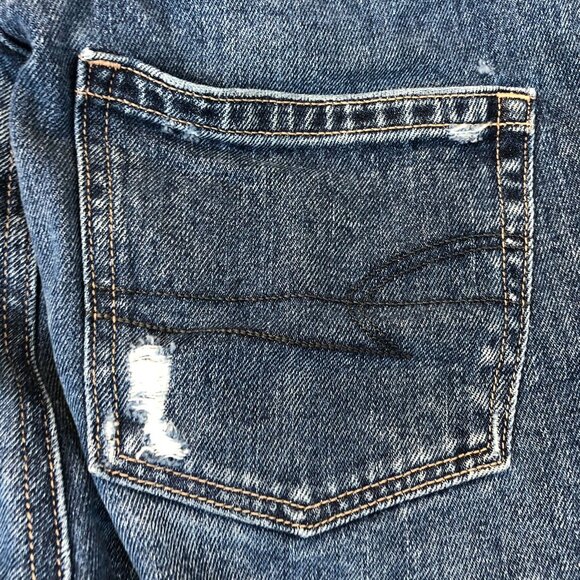 American Eagle Womens Mom Jeans Size 0 Denim Relaxed Distressed Straight Leg - Picture 13 of 16